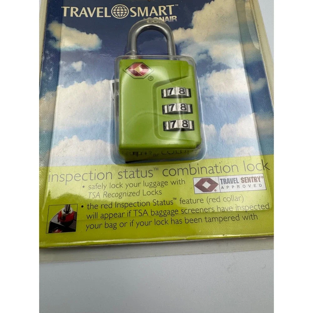 Travel Smart by Conair TSA Approved Combination Luggage Lock Green TS390 NEW